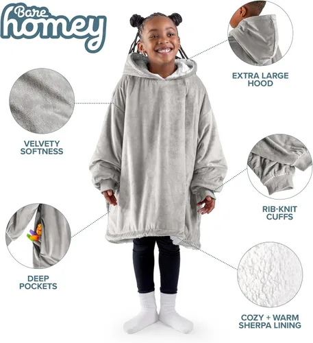 Miniatura 3 de Bare Home B-Cozy - Manta con capucha, para llevar puesta, suave, afelpada, de sherpa, cálida, acogedora, de gran tamaño, disponible en tamaños