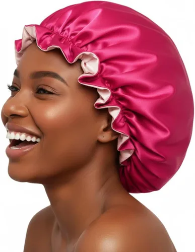 Miniatura 16 de Gorro de pelo para dormir, gorro de noche con clip ajustable, gorro reversible para el cabello para mujer, gorro de satén de seda