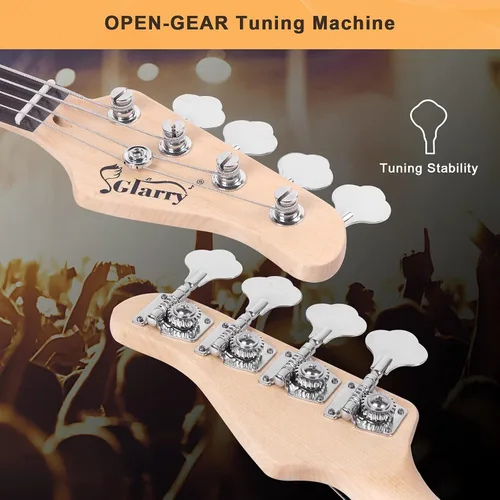 Miniatura 6 de GLARRY GJazz - Bajo eléctrico de 4 cuerdas tamaño completo para diestros con bolsa de guitarra, cable de amplificador y kits para principiantes
