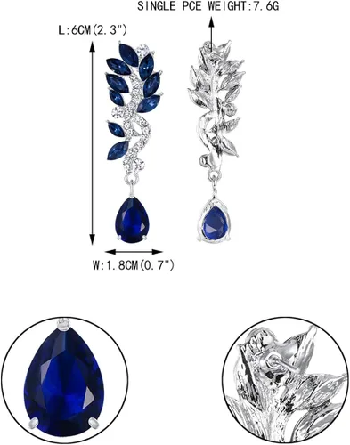 Miniatura 4 de EVER FAITH Aretes colgantes de lágrima de cristal austriaco para mujer, Cristal