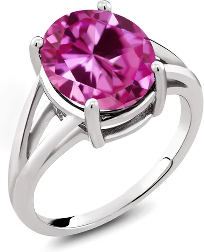 Miniatura 118 de Gem Stone King Anillo solitario con piedra preciosa de 3.00-7.00 quilates Plata de ley 925 Ovalado de 0.47 x 0.49 pulgadas Anillo