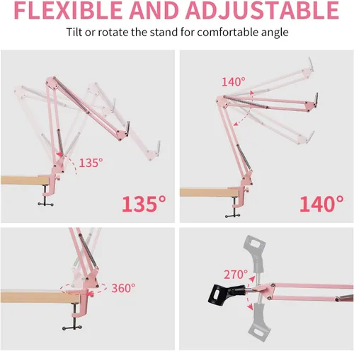 Miniatura 2 de FEELWORLD AMS1 Brazo de brazo de micrófono, soporte de brazo de micrófono ajustable con tornillo de 3/8 a 5/8 pulgadas, compatible con PM1 y otros