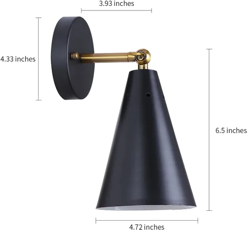 Miniatura 4 de MWZ Modernos apliques de pared negros de iluminación, paquete de 2 lámparas rústicas doradas, estilo casa de campo, acabado de bronce, luces