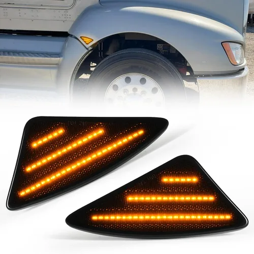 Miniatura 9 de Luces LED de posición laterales compatibles con Kenworth T660 T170 T270 T370 semirremolques 2008-2021, luces direccionales ahumadas, Plug & Play
