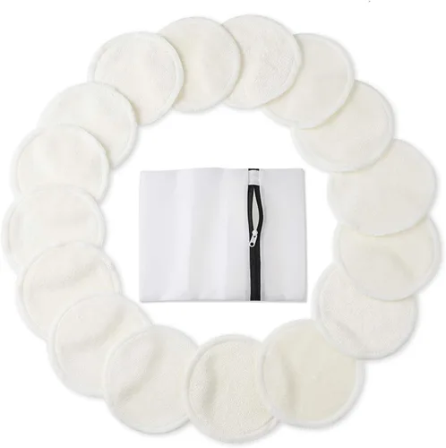 PHOGARY Almohadillas de algodón reutilizables (paquete de 16), almohadillas de algodón orgánico de 3.15 pulgadas, almohadillas de bambú para quitar