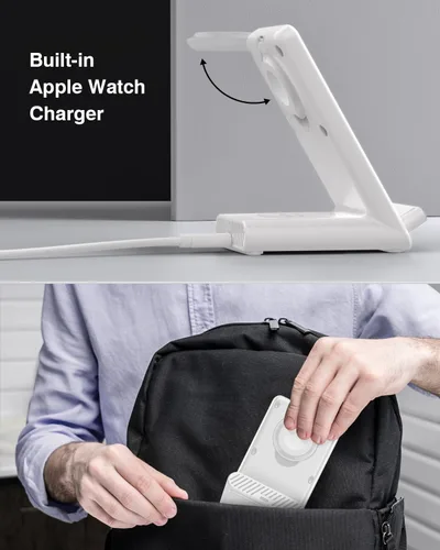 Miniatura 3 de Estación de carga inalámbrica, soporte de carga 3 en 1 hecho para Apple Watch Ultra 11 10 9 8 7 6 SE 5 4 3, cargador inalámbrico rápido hecho