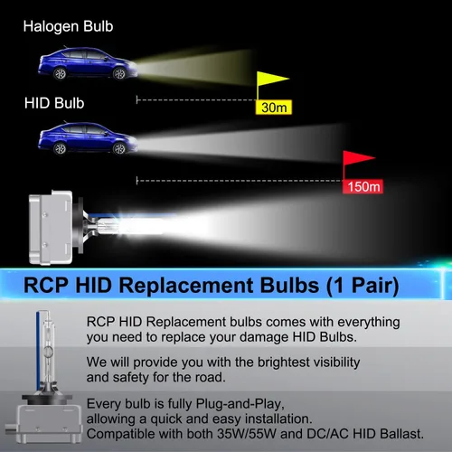 Miniatura 3 de RCP - D1S8 - (un par) D1S/ D1R 8000K Bombilla de repuesto Xenón HID, stents metálicos azul hielo, base de 12 V, lámparas para auto, faros delanteros