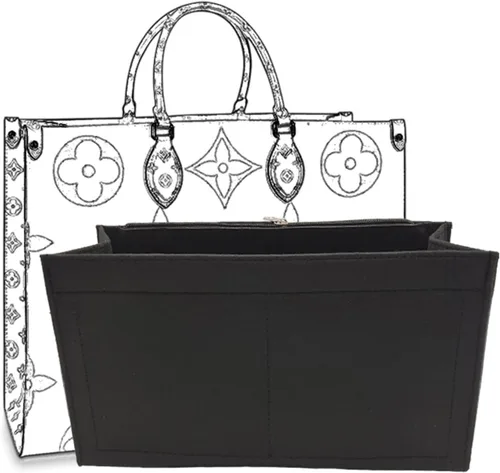 D.DUO Organizador de bolso con cremallera, organizador de mano para LV ONTHEGO (L, (14.5 x 6.7 x 7.8), negro)