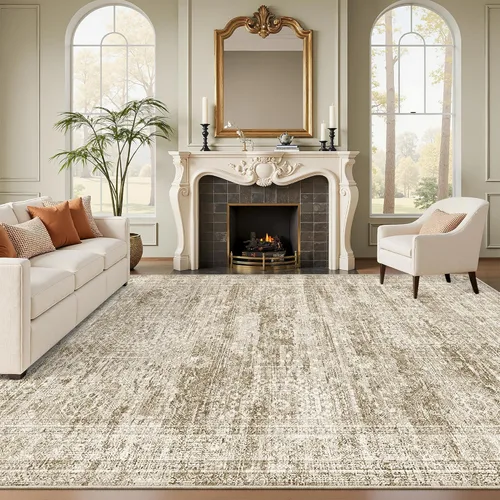 Miniatura 221 de Alfombra de pasillo Soalmost 2'6" x 10' lavable, alfombra antideslizante para cocina, baño, lavandería, alfombras vintage ultra delgadas para Beige