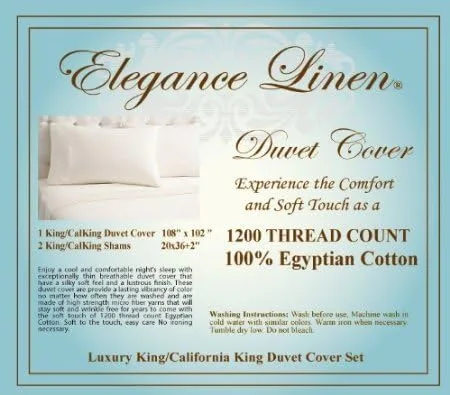 Miniatura 2 de Elegance Linen Calidad egipcia de 1200 hilos, resistente a las arrugas, juego de funda de edredón de 3 piezas, sólido, tamaño King/California King