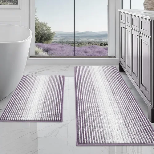Miniatura 99 de BSICPRO Juegos de Alfombras y Tapetes para Baño, Juego de Alfombra de Baño de Felpilla Gruesa Absorbente de 2 Piezas Antideslizante, Tapetes Suaves
