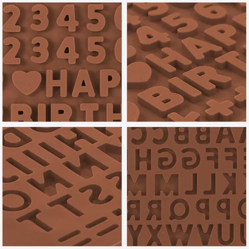 Miniatura 5 de 4 moldes de silicona para chocolate, moldes de silicona para letras y moldes de chocolate con números con símbolos de decoración de pasteles