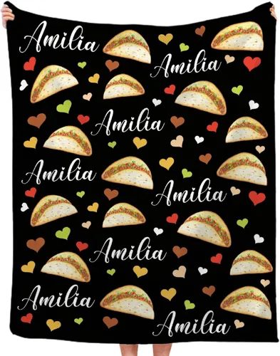 Miniatura 12 de Bonita manta de franela súper suave de tacos para cama, sofá, sala de estar, manta para niños, niñas, niños, multicolor, 40 x 50 pulgadas para niños