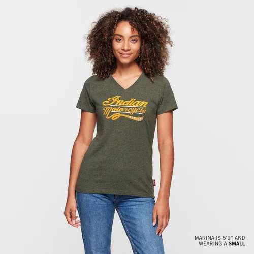 Miniatura 4 de Indian Motorcycle Camiseta de mujer con estampado bordado mixto, caqui