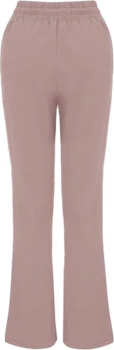 Miniatura 3 de PANOEGSN Pantalones de lino para mujer, de cintura alta, de algodón, rectos, con cordón, casuales, holgados, con bolsillos