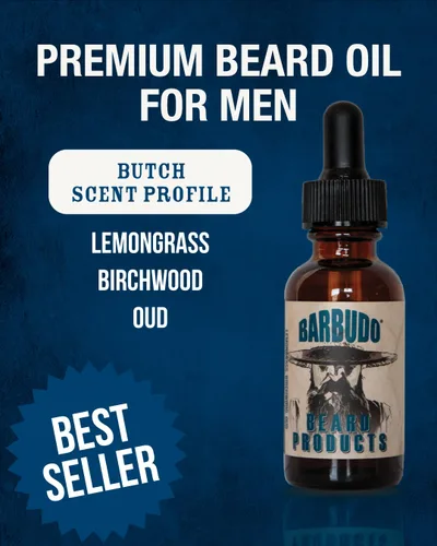 Miniatura 2 de Aceite para barba (Butch: Birchwood, Oud y Lemongrass) Made in USA with moringa, argan, and jojoba oils. Moisturizes & nourishes dry, flaky skin