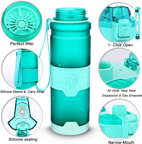 Miniatura 4 de Botella de agua deportiva Zorri, 400/500/700ml/1L, sin BPA, a prueba de fugas, ligera, botellas Tritan para exteriores, camping, ciclismo, fitness