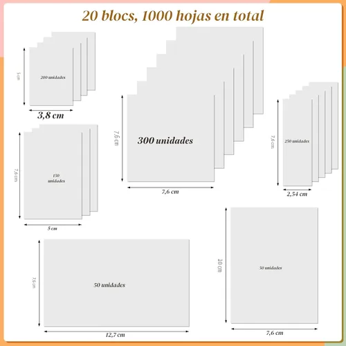 Miniatura 2 de [1000 unidades] Notas adhesivas transparentes, 6 tamaños de blocs de notas adhesivas transparentes, notas adhesivas translúcidas autoadhesivas