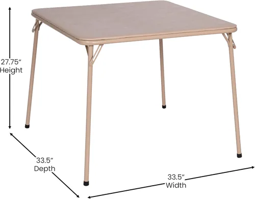 Miniatura 7 de HBCY Creations Juego de mesa y silla plegables comerciales de 5 piezas, mesa de vinilo color tostado, marcos de metal color tostado, asientos para 4
