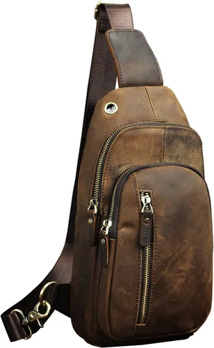 Le'aokuu Bolso bandolera para hombre, estilo casual, para viajes, senderismo, té, para el pecho, con correa para el hombro, para hombre