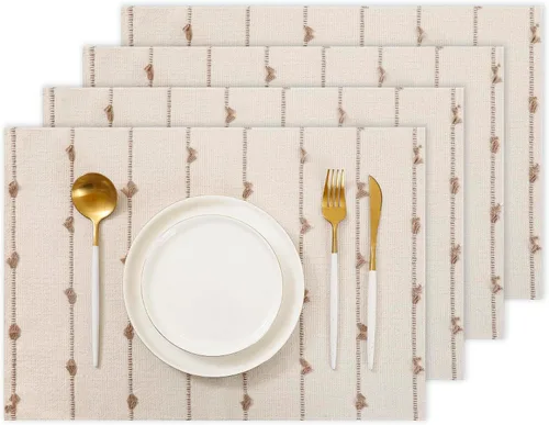 Juego de 4 manteles individuales bohemios de 13 x 19 pulgadas para decoración de mesa de comedor, manteles individuales de tela tejida para casa de