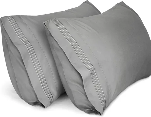 Miniatura 17 de Lirex Fundas de almohada (paquete de 2), fundas de almohada de microfibra cepillada suave de 1800 hilos, lavables a máquina, sin arrugas, Gris