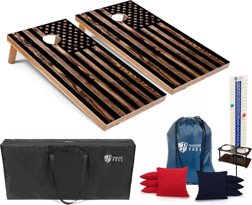 Miniatura 8 de Tailgating Pros Juego de tablas de agujero de maíz con bolsas de frijoles, marcador de puntuación y estuche de transporte, lanzamiento de bolsas