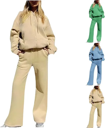 Miniatura 5 de Conjunto de 2 piezas de sudadera con capucha y pantalones con cremallera para mujer, sudadera con capucha Y2K, ropa de preparación Y2K, ropa estética