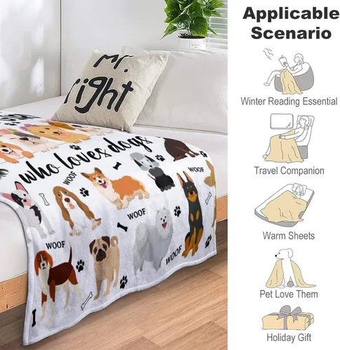 Miniatura 6 de Linda Manta para Perros de Cama Suave y Acogedora de Franela Manta Throw para Amantes de Perros Divertidos Regalos de Felpa de Mascota Cachorro