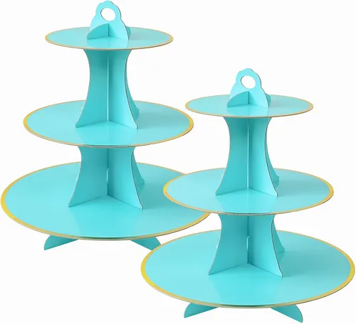 Miniatura 27 de Soleebee Soporte redondo de 3 niveles para cupcakes, torre de cartón para cupcakes, torre de soporte para pasteles de postre para decoración
