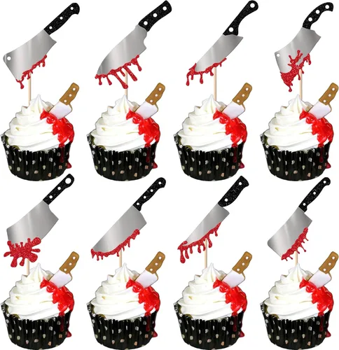 Miniatura 28 de Paquete de 24 adornos para cupcakes de Halloween con purpurina rosa, fantasma, pequeño abucheo, murciélago, bruja, gato, calabaza, magdalena