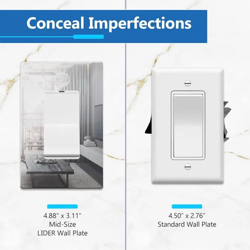 Miniatura 2 de LIDER Placa de pared decorativa sin tornillos para interruptor, resistente a los impactos, plexiglás de acrílico espejado, renovación moderna
