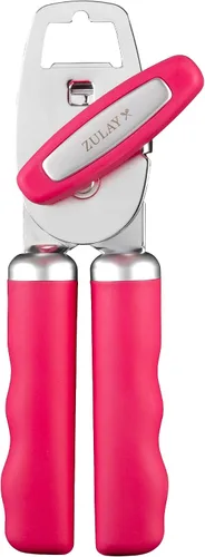 Miniatura 26 de Zulay Kitchen Abrelatas manual de acero inoxidable resistente con abridor de botellas, abrelatas manual a prueba de óxido con perilla giratoria
