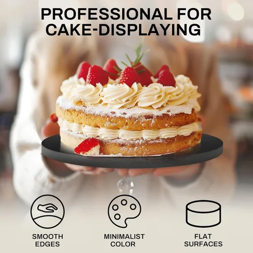 Miniatura 6 de Paquete de 4 tambores para pasteles de 8 pulgadas a prueba de grasa, tambor redondo sólido para tartas, suministros de decoración a prueba de Negro