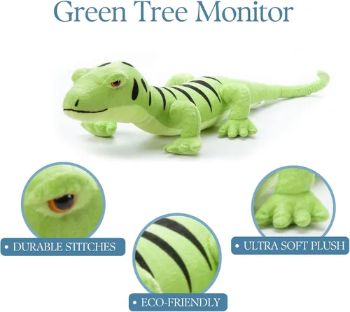 Miniatura 4 de The Petting Zoo Green Tree Monitor de peluche, regalos para niños, animales reptiles salvajes Onez, juguete de peluche de monitor de árbol verde, 22