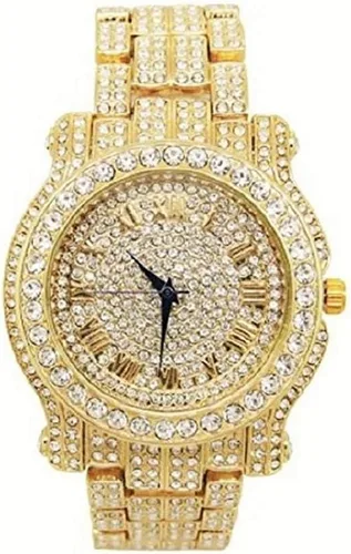 Miniatura 86 de Charles Raymond Bling-ed Out Ultimate Hip Hop Royalty Reloj para hombre con número romano de fácil lectura o indicadores de tiempo de diamantes