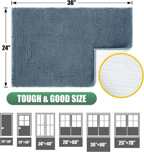 Miniatura 2 de IM HOME Felpudo absorbente de chenilla para exterior de 36" x 24", tapetes lavables para perros antideslizantes para interior, tapete para perros