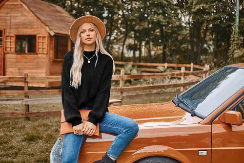 Miniatura 7 de GRACE KARIN Women's 2023 Fall Pullover Sweater Dropped Long Sleeve Mock Neck Casual Oversized Chunky Knit Cozy Jumper Tops