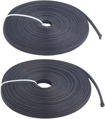 Miniatura 7 de Protectores de cable de polietileno de 65.6 pies, 2 tamaños, expandibles, trenzados, tubería de malla de alambre flexible, telar de manga de arnés