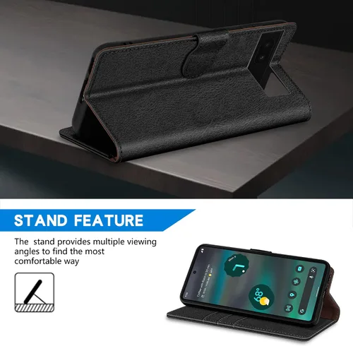 Miniatura 5 de ZZXX Funda tipo cartera para Google Pixel 6a con bloqueo RFID, ranura para tarjetas, función atril, cierre magnético, funda protectora de cuero