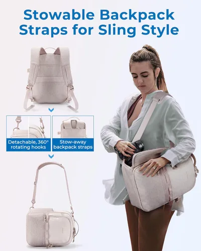 Miniatura 2 de BAGSMART Mochila para cámara, DSLR SLR SLR - Bolsas para cámara pequeña para fotógrafos compatibles con Sony Canon Nikon, correa para el hombro