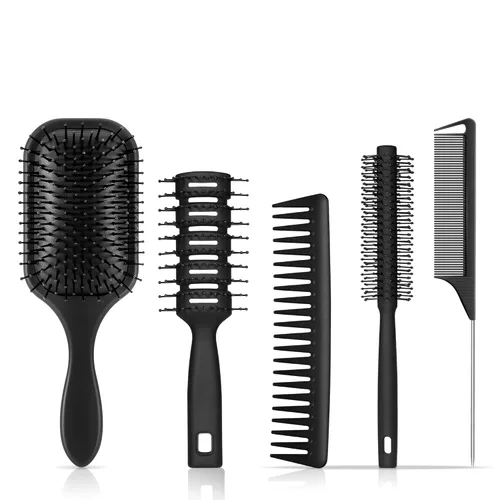 Miniatura 12 de Juego de 3 peines para hombres, peine de dientes finos y anchos - Cepillo rodillo para dar volumen, peine para peinar y acicalar para hombres