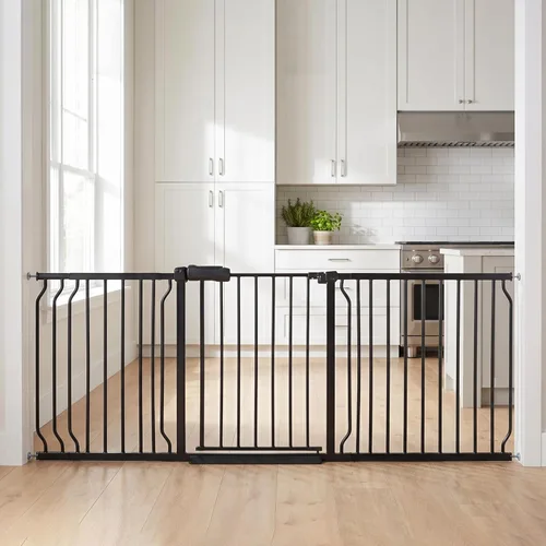 Miniatura 24 de Puerta de bebé para escaleras y puertas, puertas para perros de 29 a 34 pulgadas para la casa, puerta para mascotas de interior montada a presión