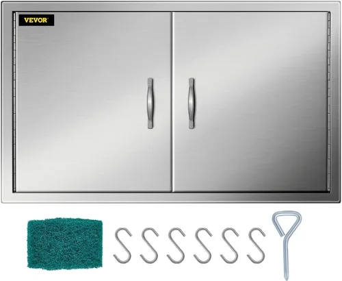Miniatura 14 de Mophorn - Puerta doble de acero inoxidable cepillado para asador, puertas de cocina exterior para isla de barbacoa y estación de parrilla, 24
