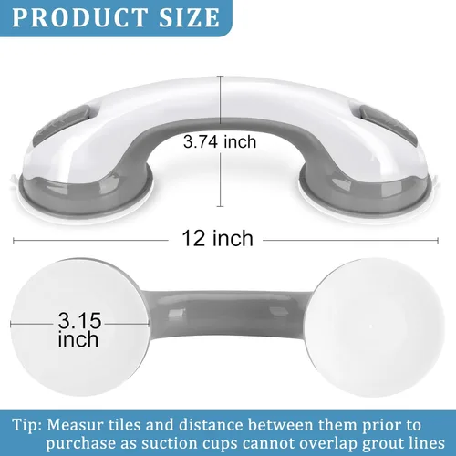 Miniatura 3 de Mango de Ducha 1 Paquete Barras de Agarre para Bañeras y Duchas, Barras de Agarre de 12 Pulgadas para Baño con Ventosa de Sujeción Fuerte, Barra