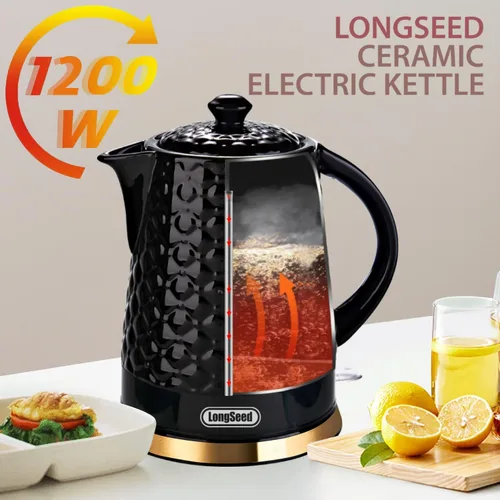 Miniatura 5 de Hervidor eléctrico de cerámica, 1.5L/1200 W hierve agua rápida y fácilmente con protección de ebullición y secado automático, base giratoria