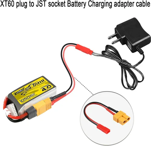 Miniatura 4 de QIANRENON XT60 hembra a JST macho RC LiPo Conector de carga de batería Convertidor 22AWG JST Plug a XT60 Socket ESC Cable adaptador