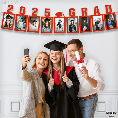 Miniatura 5 de KatchOn, Cartel de fotos de graduación rojo 2025 – grande, 10 pies, 2025 Cartel de graduación personalizado para la clase de 2025 Cartel