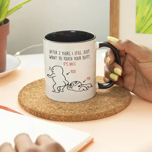 Miniatura 5 de YouNique Designs Taza de aniversario de 2 años para novio y novia, 11 onzas, 2da taza de café de boda para marido y esposa, taza de citas para él