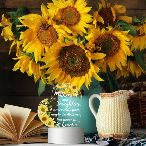 Miniatura 6 de Jetec Regalos de cumpleaños para el día de la madre de hija, hijo, Navidad, regalo de agradecimiento para mamá, girasol grabado, lámparas de corazón